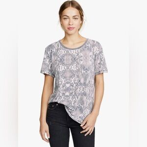 Free People White & Grey Designed T-Shirt